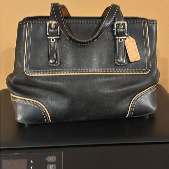 Coach Black Leather Tote Bag